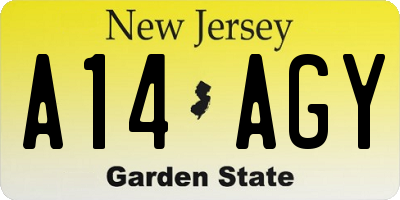 NJ license plate A14AGY