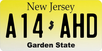 NJ license plate A14AHD