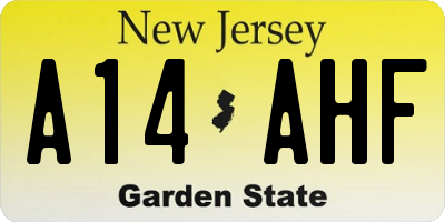 NJ license plate A14AHF
