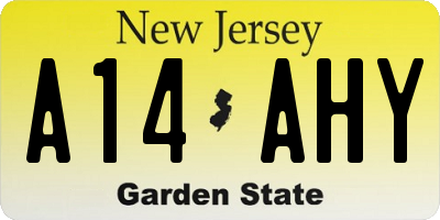 NJ license plate A14AHY