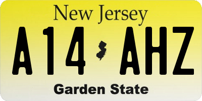 NJ license plate A14AHZ