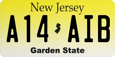NJ license plate A14AIB