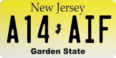 NJ license plate A14AIF