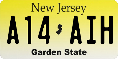 NJ license plate A14AIH