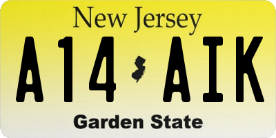 NJ license plate A14AIK