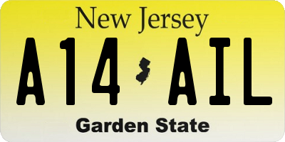 NJ license plate A14AIL