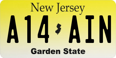 NJ license plate A14AIN