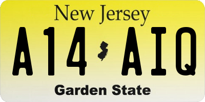 NJ license plate A14AIQ