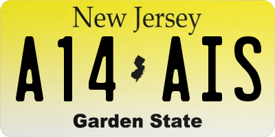 NJ license plate A14AIS