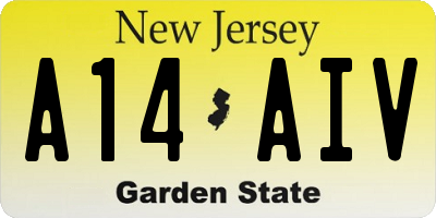 NJ license plate A14AIV