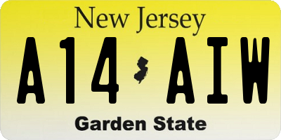 NJ license plate A14AIW