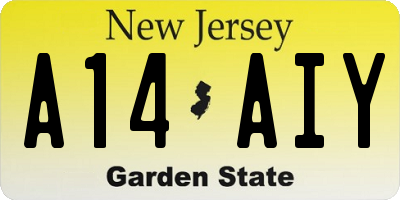 NJ license plate A14AIY