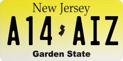 NJ license plate A14AIZ