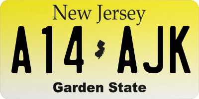 NJ license plate A14AJK