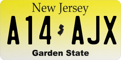 NJ license plate A14AJX