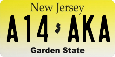 NJ license plate A14AKA