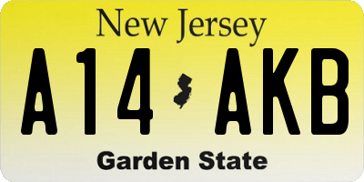 NJ license plate A14AKB