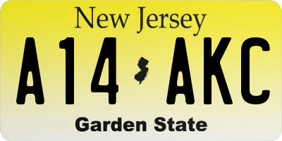 NJ license plate A14AKC