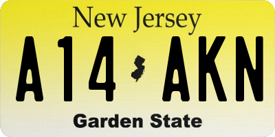 NJ license plate A14AKN