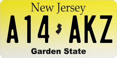 NJ license plate A14AKZ