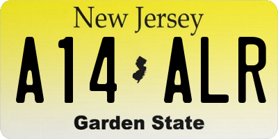 NJ license plate A14ALR