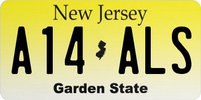NJ license plate A14ALS