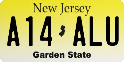 NJ license plate A14ALU