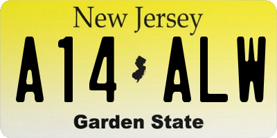 NJ license plate A14ALW