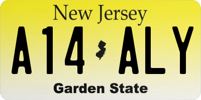 NJ license plate A14ALY