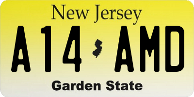 NJ license plate A14AMD