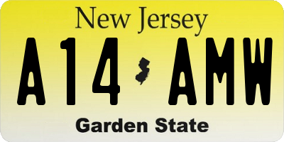 NJ license plate A14AMW
