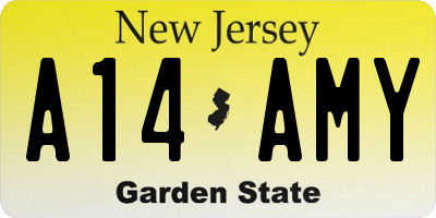 NJ license plate A14AMY