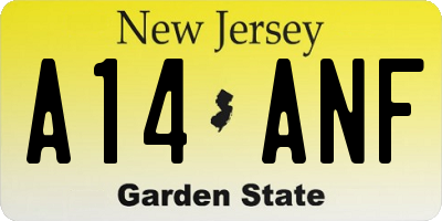 NJ license plate A14ANF