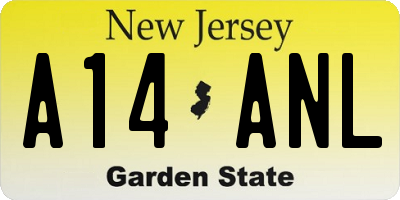 NJ license plate A14ANL