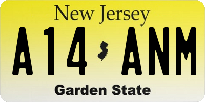 NJ license plate A14ANM