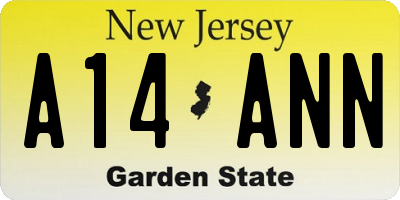 NJ license plate A14ANN