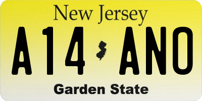 NJ license plate A14ANO