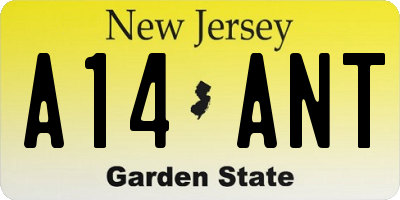 NJ license plate A14ANT