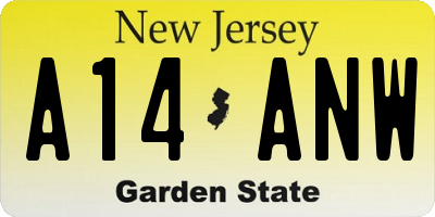 NJ license plate A14ANW