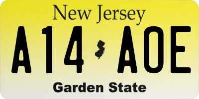 NJ license plate A14AOE