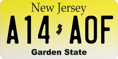 NJ license plate A14AOF