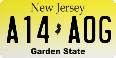 NJ license plate A14AOG