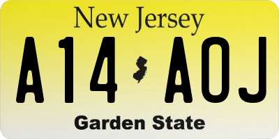 NJ license plate A14AOJ