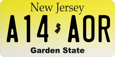 NJ license plate A14AOR