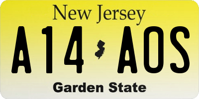 NJ license plate A14AOS