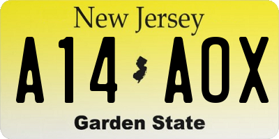 NJ license plate A14AOX