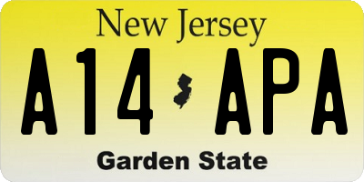 NJ license plate A14APA