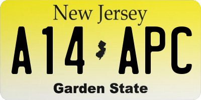 NJ license plate A14APC
