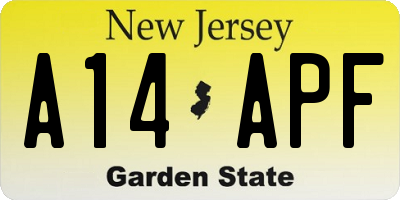 NJ license plate A14APF