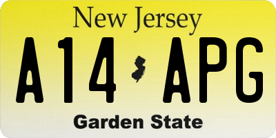 NJ license plate A14APG